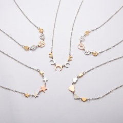 Three-colours Peach Heart Pendant Clavicle Chain Women Choker Necklace Jewelry Star