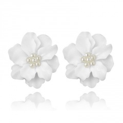 Fashion Big Flower Earrings Ear Stud White
