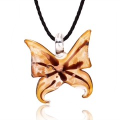 Coffee Color Butterfly Glass Necklace Coffee
