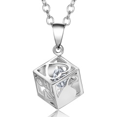 Crystal Square Hollow Love Necklace Square Crystal