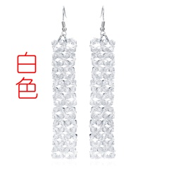 Geometric Crystal Handmade Earrings White