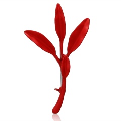 Branches Leaves Painted Plant Brooch Red Branch