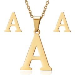 Stainless Steel Letter Necklace Set A