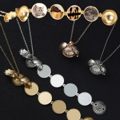 Rainbow Magic 8 Photos Pendant Memory Floating Locket Necklace Angel Wings Flash Box Fashion Can Open Pictures Box Necklaces Rose gold