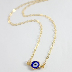 Unisex Lucky Evil Eye Necklace Dark Blue Bead Statement Pendants Chain Jewellery Gold