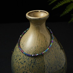 Magnet Gemstone Beads Knit Adjustable Bracelet Yellow