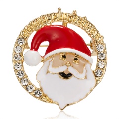 Cartoon Santa Claus Enamel Piercing Brooch Pin Collar Decor Badge Corsage Jewelry Women Xmas Gift Santa Claus