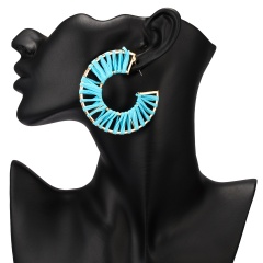 Winding hand-woven raffia geometric C stud earrings ER18Y1136-1
