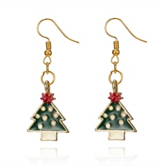 Gold Alloy with Pearl Simle Dangle Earring Fashion Simple Cute Earring Jewelry Christmas Tree