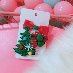 Christmas Snowflake Hat Hair Ball Gift Box Bow Hairpin Set tree