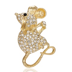 Fashion Cute Women Crystal Animal Mouse Enamel Brooch Pin Jewelry New Year Gift 5