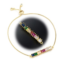 Charm Women CZ Rainbow Turkish Evil Eye Bracelet Adjustable Anklet Jewelry Gifts Cubic zirconia
