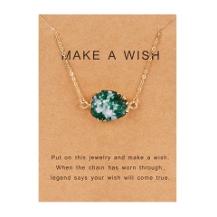 Fashion Geometric Natural Stone Resin Pendant Necelace Choker Chain Jewelry Gift Green