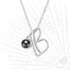 I Love You in 100 Languages Light Projection Pendant 26 Letters 18KGP Fashion Necklace B