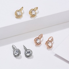 Hot Round Rhinestone Gold Stud Earring CZ Stone Inside Women Earring Jewelry Gold