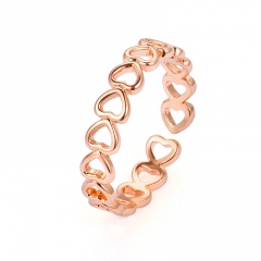 hollow heart rose gold silver women's tail ring Rose gold