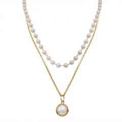 2 Layer Choker Pearl Pendant Necklaces Clavicle Chain Women Party Elegant Gift 2 row pearl necklace