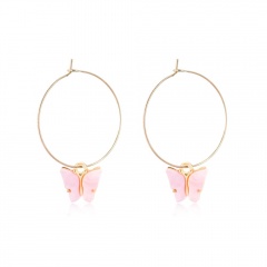 Fashion Butterfly Acrylic Insect Earrings Women Boho Dangle Drop Earring Cute Pink