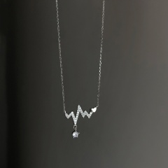 Flash drill 925 ECG necklace clavicle chain Silver