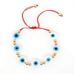 Fashion Evil Eyes Handmade Adjustable Rope Bracelet 7pcs blue white