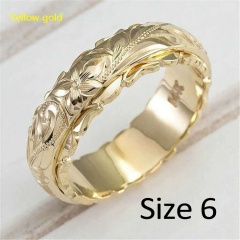Fashion Golden Rose Gold Wedding Rose Flower Women Ring #6 gold