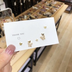 Butterfly Studded Earrings Set Gold stars