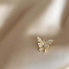 Silver single double butterfly earrings ER20Y0052-1