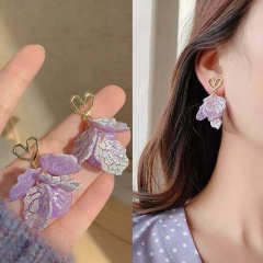 Wholesale Purple Flower Stud Earrings Purple