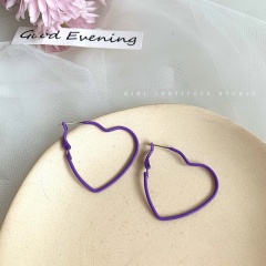 Wholesale Purple Love Heart Stud Earrings Purple