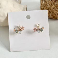 Inlaid Color Gemstone Gold Earring Colorful