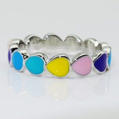 925 Silver Heart Shaped Rainbow Heart Rings Multicolor
