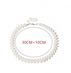 Geometric Imitation Pearl Short Choker Necklace Pearl
