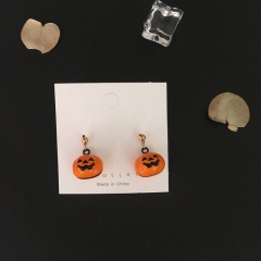 Halloween Pumpkin Small Bell Dangle Earrings A