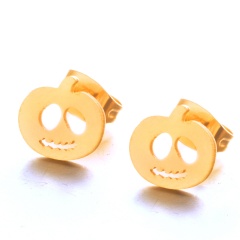 Halloween Pumpkin Ghost Stud Metal Earrings Gold