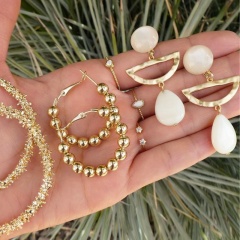 3 Pairs/Set Beach Series Golden Shell Bohemian Earrings ER20Y0582-1