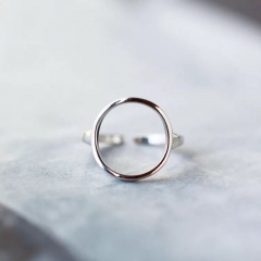 Silver Circle Metal Simple Rings For Women Hollow