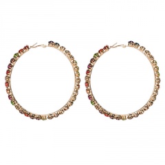Fashion Colorful Rhinestone Crystal Statement Dangle Stud Earrings Hoop