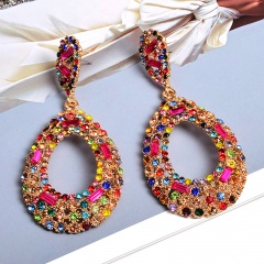 Fashion Colorful Rhinestone Crystal Statement Dangle Stud Earrings Drop