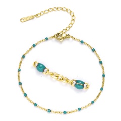 Golden Chain with Colorful Beads Adjustable Simple Bracelets Green