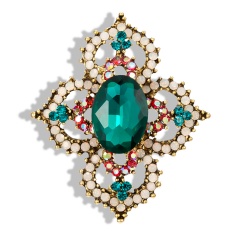 Geometric Flowers Leaves Retro Gemstone Brooch Pin Jewellery Gift Flower 4
