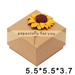 Sunflower Decoration Kraft Paper Jewelry Gift Box 5.5*5.5*3.7cm