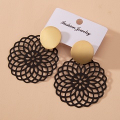 Wholesale Chinese Style Flower Stud Earrings Black