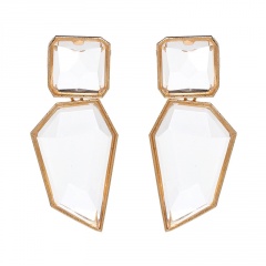 Multicolor Statement Stud Gold Plated Earrings Wholesale White