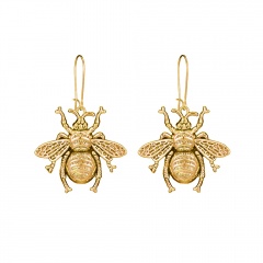 Gold Silver Insect Bee Simple Dangle Earrings Gold