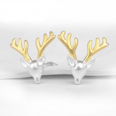Christmas Elk Silver Earrings Silver
