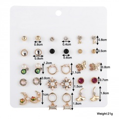 15 Pairs/set Korean Fashion Silver Small Stud Earring Set Wholesale A-15 pairs
