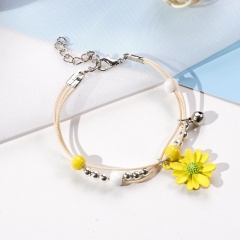 Ceramic Beaded Multilayer Daisy Flower Bracelet Wholesale Yellow