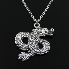 Silver Dargon Pendant Short Chain Charm Necklace Jewelry Dargon