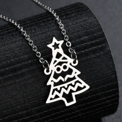 Christmas Tree Stainless Steel Chain Necklace Wholesale Silver