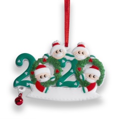 Green Bells Family DIY Handwritten Name Mask Snowman Christmas Tree Ornament 4